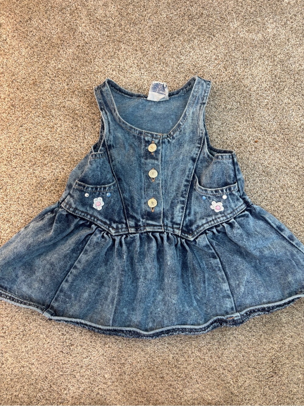 Vintage Calabash Baby Denim Jumper 24 months embroidered 100% cotton